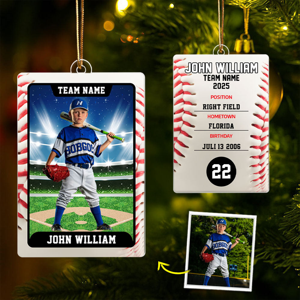 Baseball Card - Personalized Acrylic Ornament - Custom Photo Gift For Baseball Player T1807 Pt99