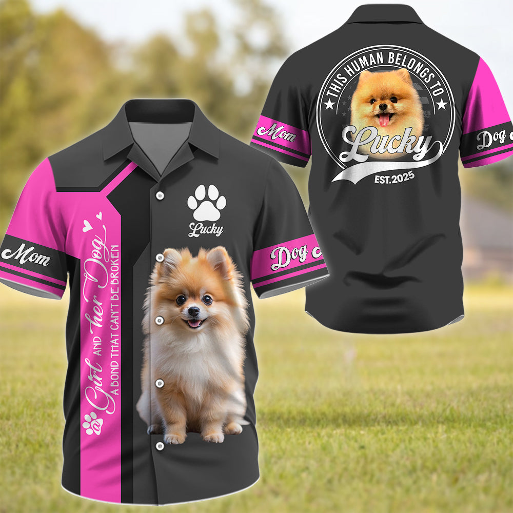 Pomeranian, , Custom A Girl and Her Dog a Bond That Cant Be Broken, Personalized Shirt, Gift For Dog Lover T1807