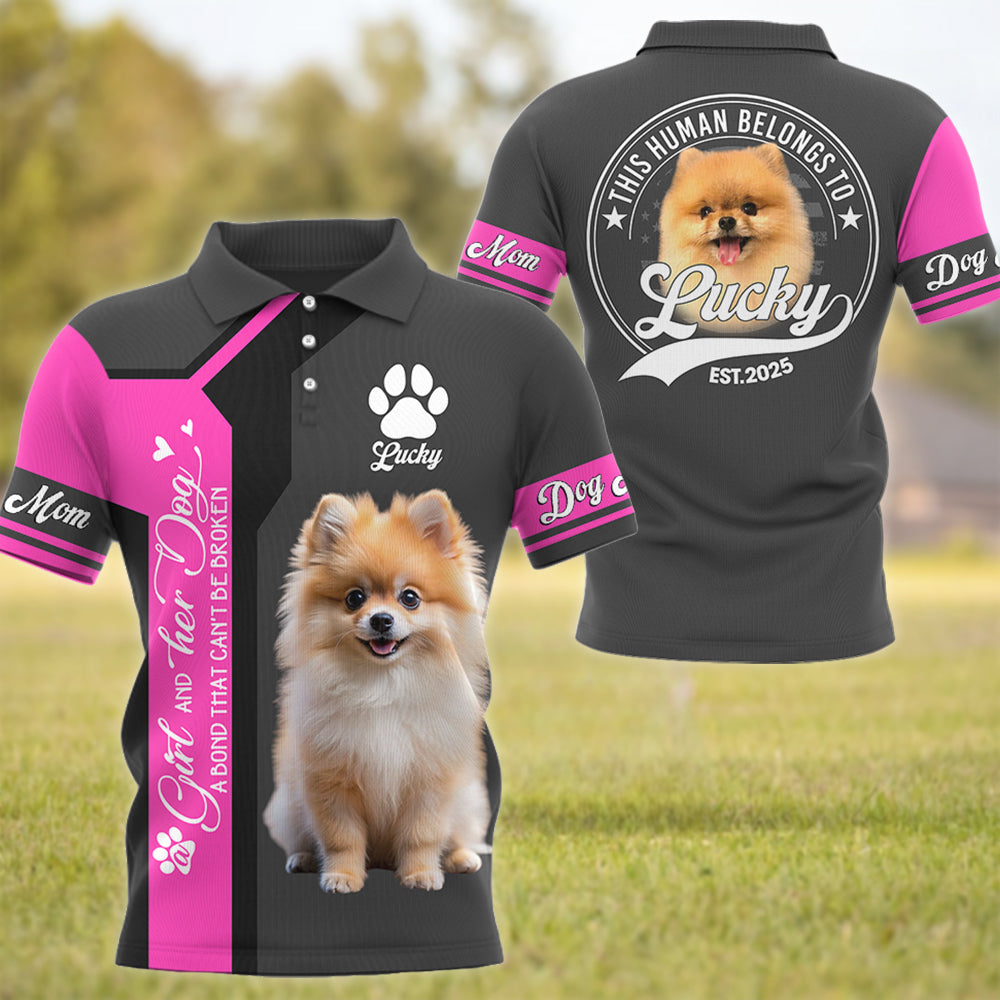 Pomeranian, , Custom A Girl and Her Dog a Bond That Cant Be Broken, Personalized Shirt, Gift For Dog Lover T1807