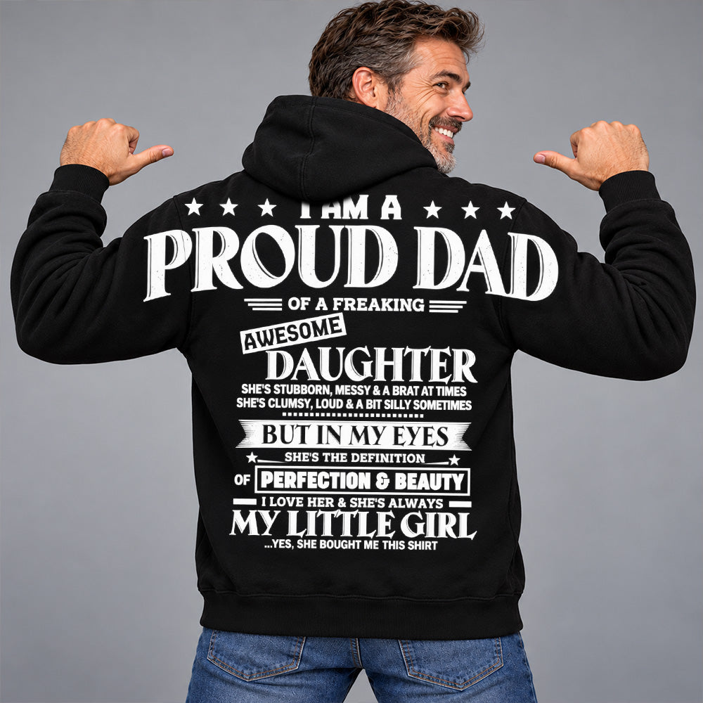 I Am A Proud Dad Of A Freaking Awesome Daughter Oversized Shoulder Print Shirt T24