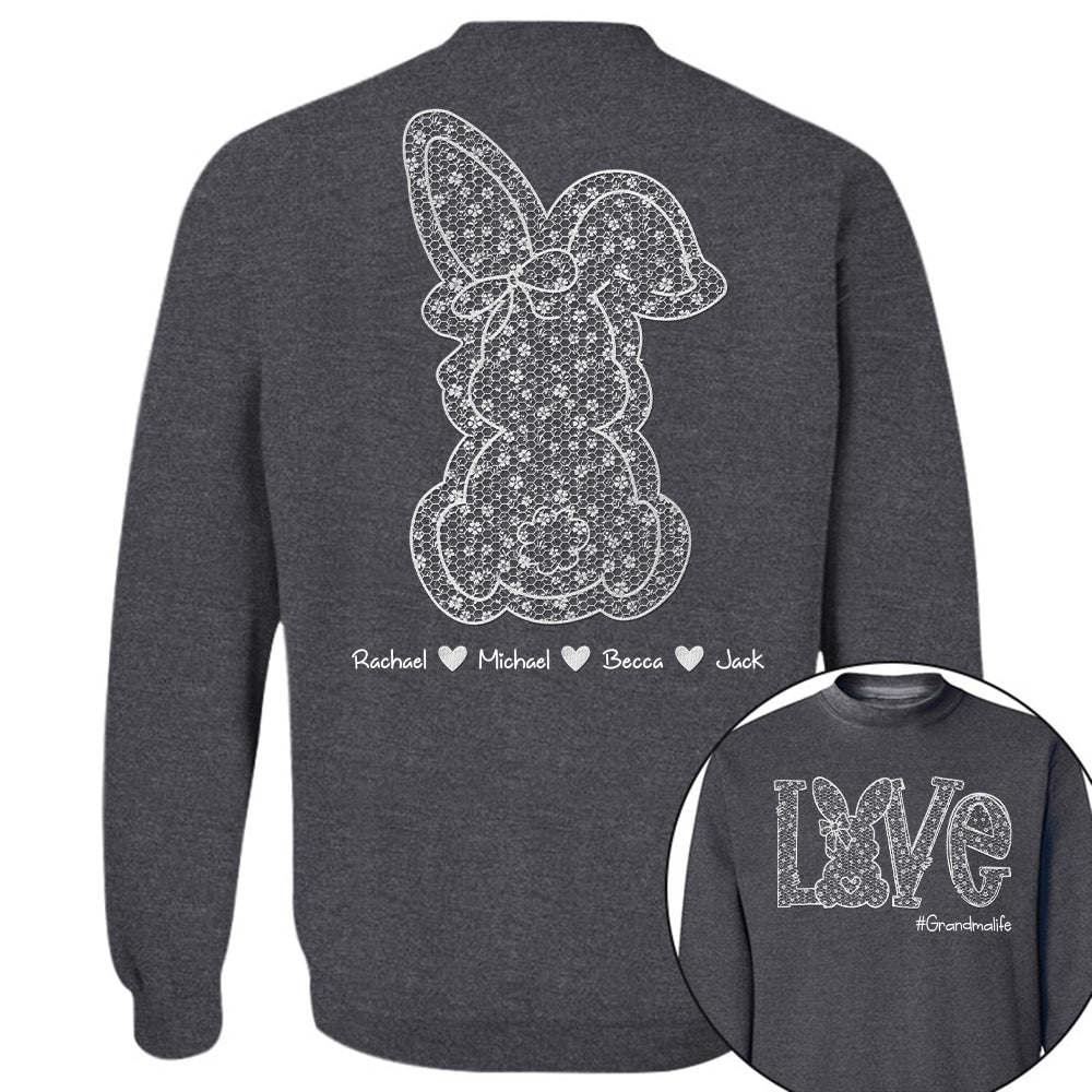 Custom Easter Bunny Bow T-Shirt, Personalized Gift For Grandma & Kids Tu20