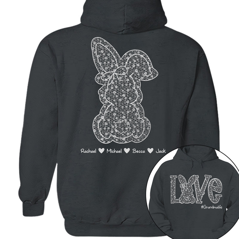 Custom Easter Bunny Bow T-Shirt, Personalized Gift For Grandma & Kids Tu20