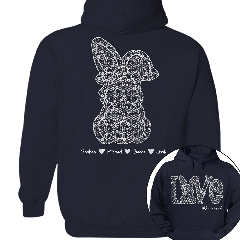 Custom Easter Bunny Bow T-Shirt, Personalized Gift For Grandma & Kids Tu20