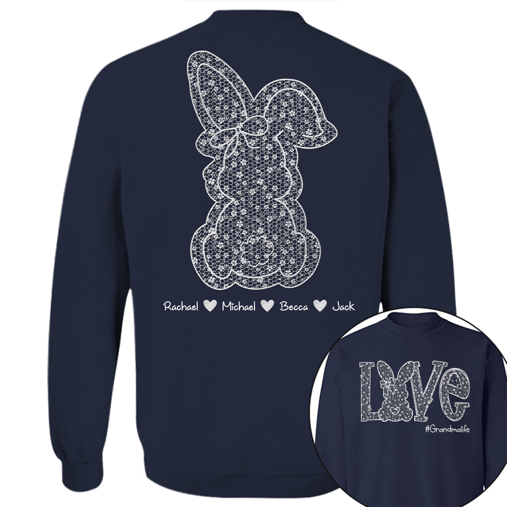 Custom Easter Bunny Bow T-Shirt, Personalized Gift For Grandma & Kids Tu20