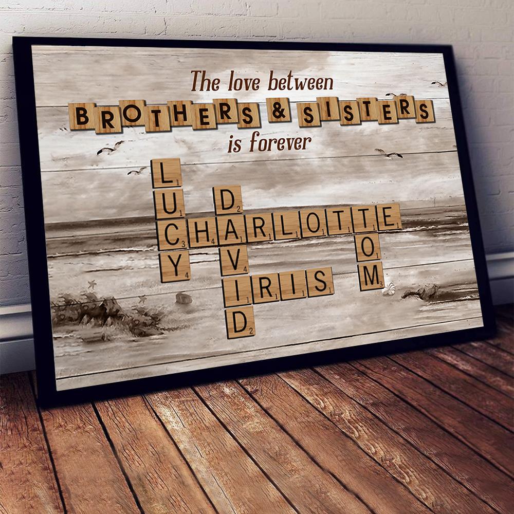 Personalized The Love Between Brothers Sisters Crossword Puzzle Canvas - Perfect Custom Gift for Siblings, Memorial Keepsake Nh00