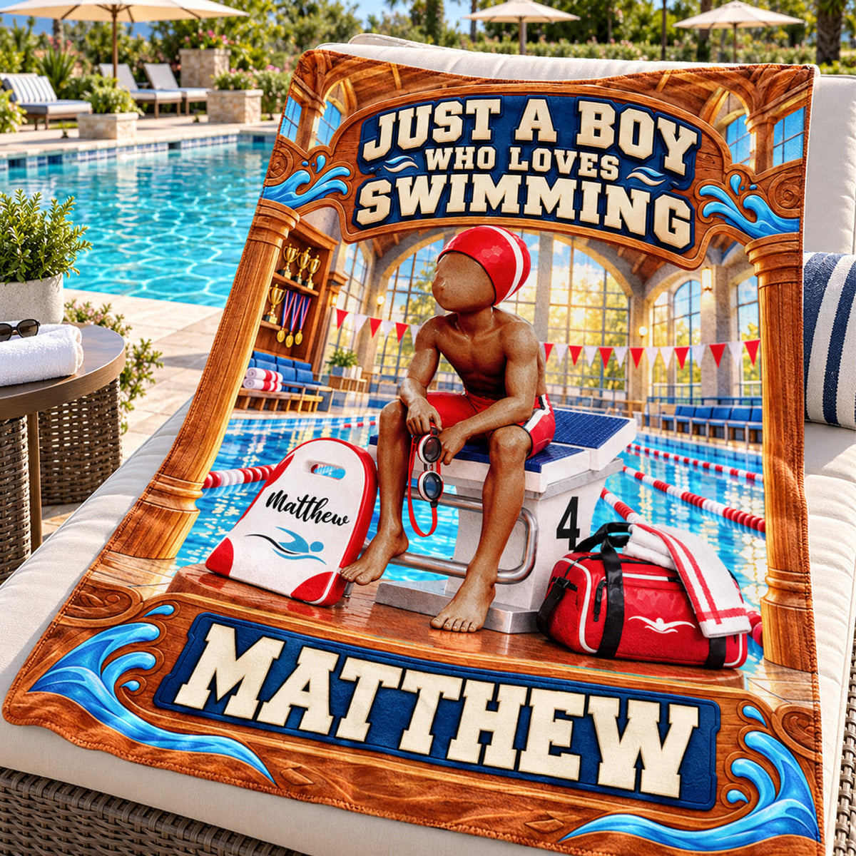 Just A Boy Who Loves Swimming- Personalized Swimming Blanket, Gift for Swimmers C2408 Nh00 KL07