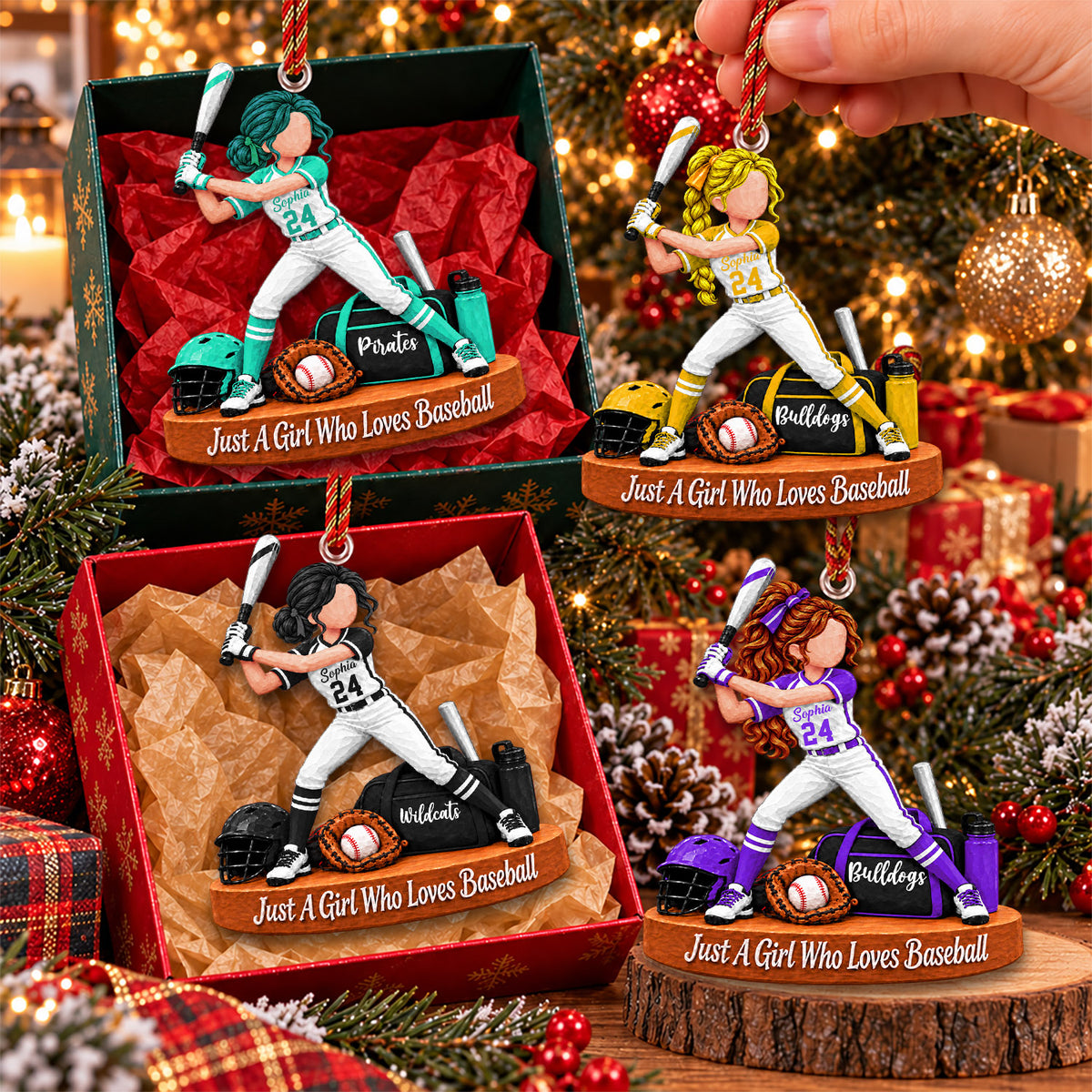 Just A Girl Who Loves Baseball, Personalized Baseball Ornament, Custom Player Name Gift, Gift For Baseball Players Baseball Lover Ver2 MI209 Nh00
