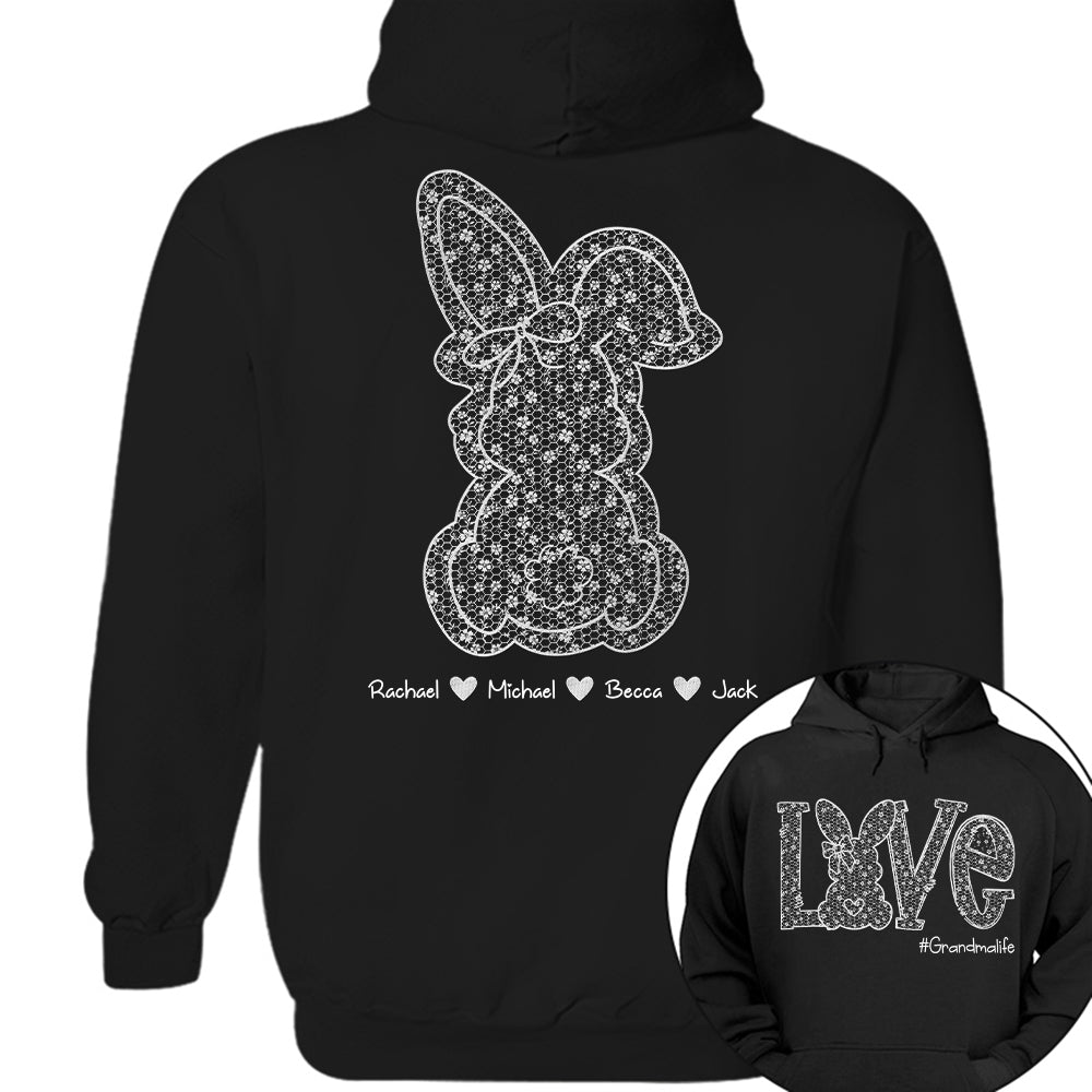 Custom Easter Bunny Bow T-Shirt, Personalized Gift For Grandma & Kids Tu20