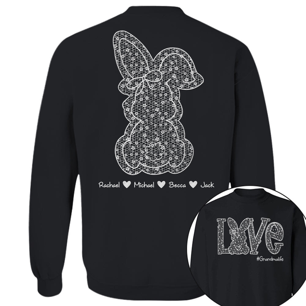 Custom Easter Bunny Bow T-Shirt, Personalized Gift For Grandma & Kids Tu20