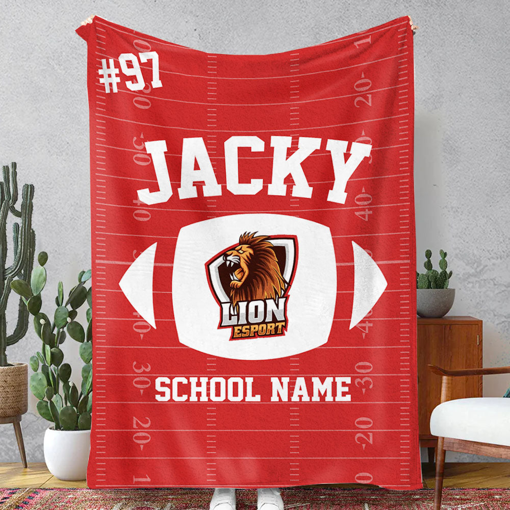 Custom Upload Logo Football Blanket with Name and Number, Custom Name Blanket, Football Blanket, Sports Blanket, Team Gift, Gift for Him, Football Gift Pt99