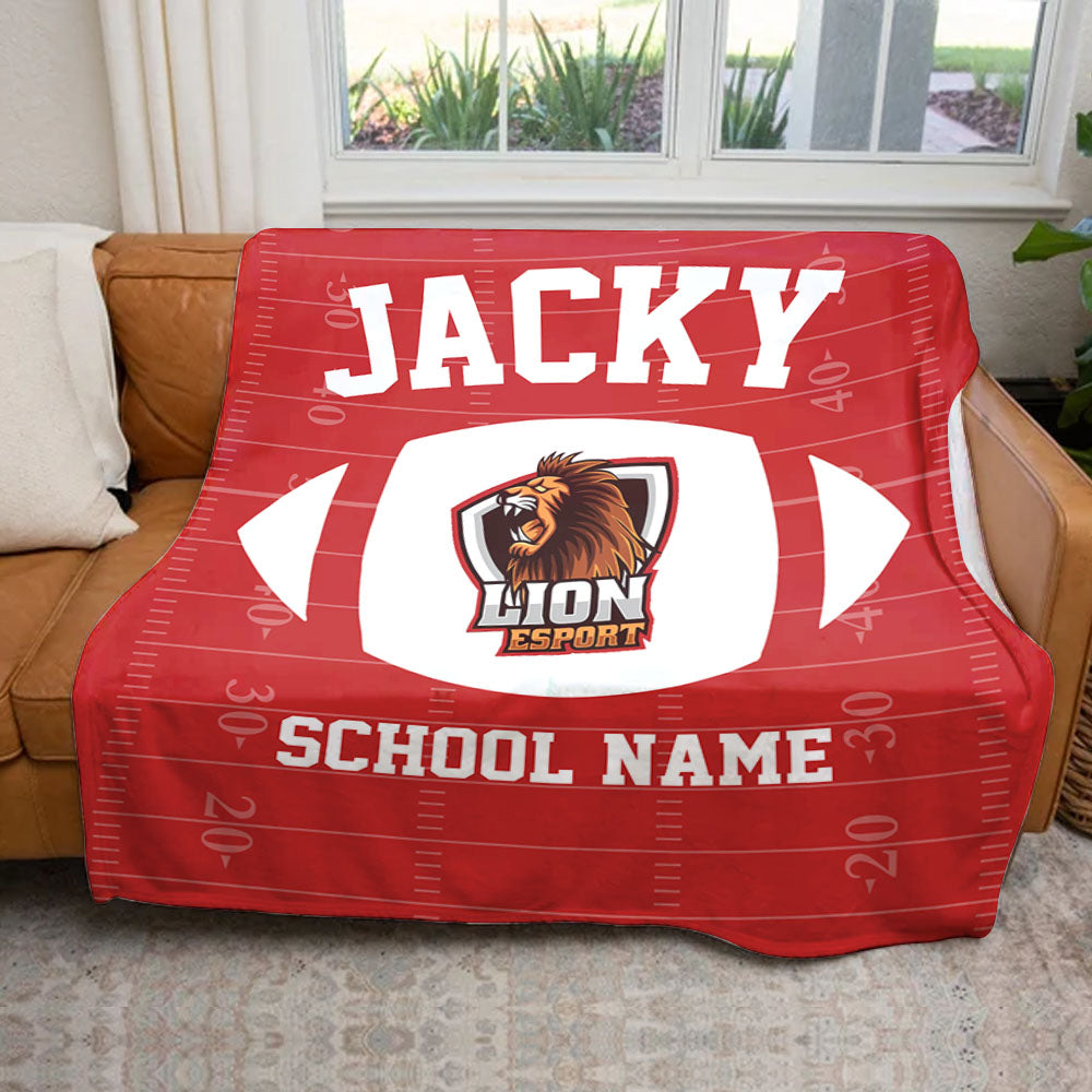 Custom Upload Logo Football Blanket with Name and Number, Custom Name Blanket, Football Blanket, Sports Blanket, Team Gift, Gift for Him, Football Gift Pt99