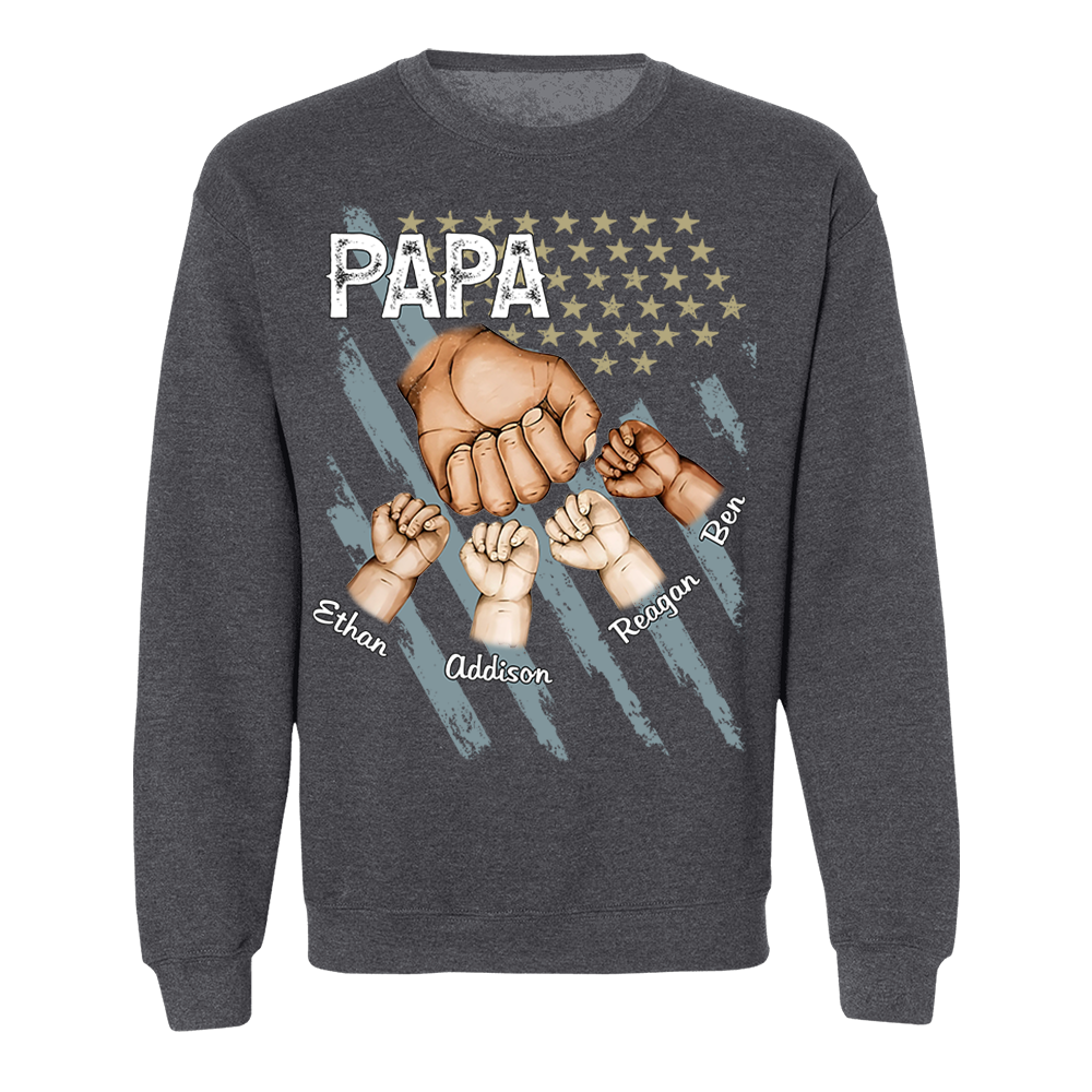 Personalized Dad Fist Bump Shirt, Custom Dad And Kids Names, Father's Day Gift