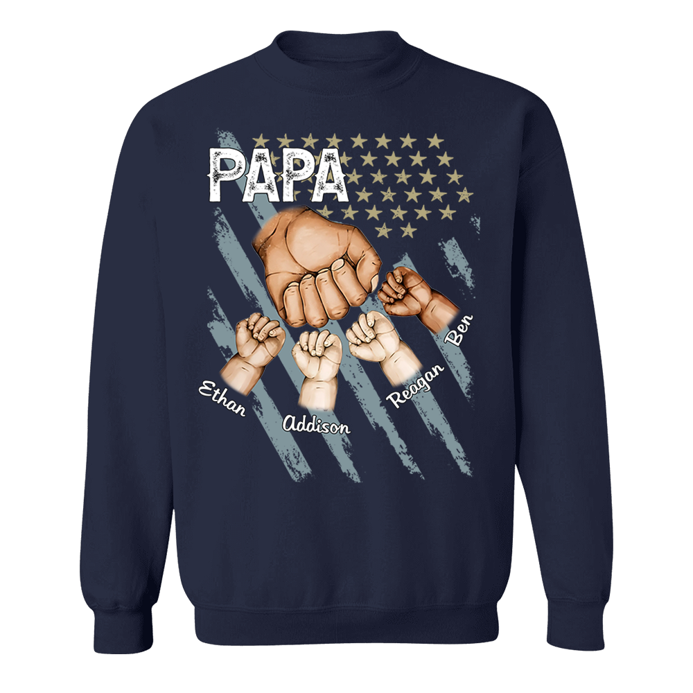 Personalized Dad Fist Bump Shirt, Custom Dad And Kids Names, Father's Day Gift
