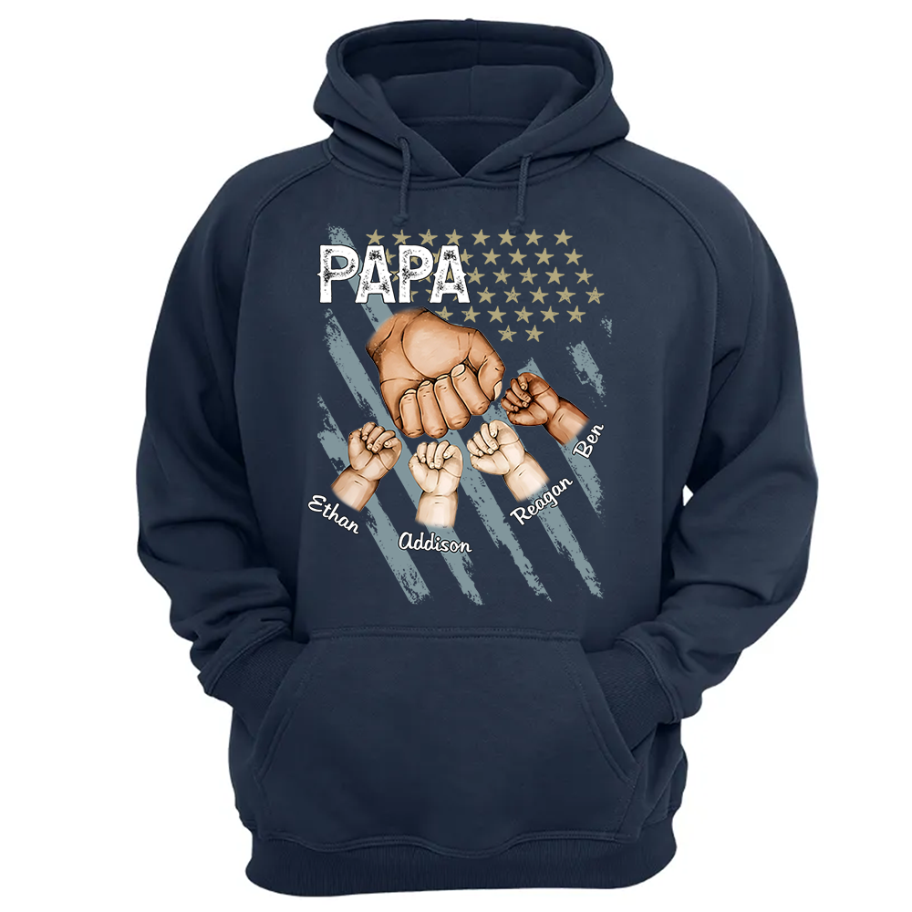 Personalized Dad Fist Bump Shirt, Custom Dad And Kids Names, Father's Day Gift