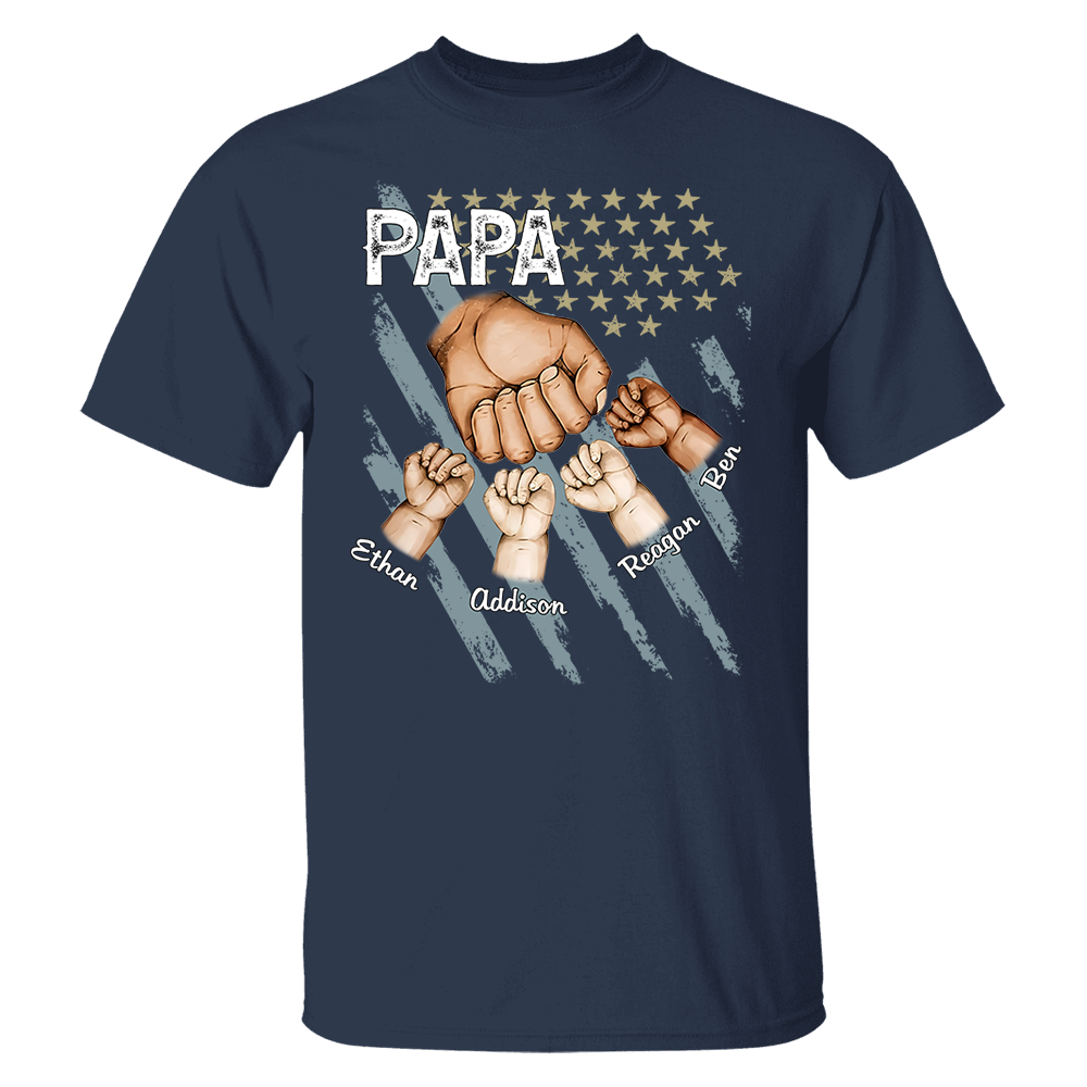 Personalized Dad Fist Bump Shirt, Custom Dad And Kids Names, Father's Day Gift
