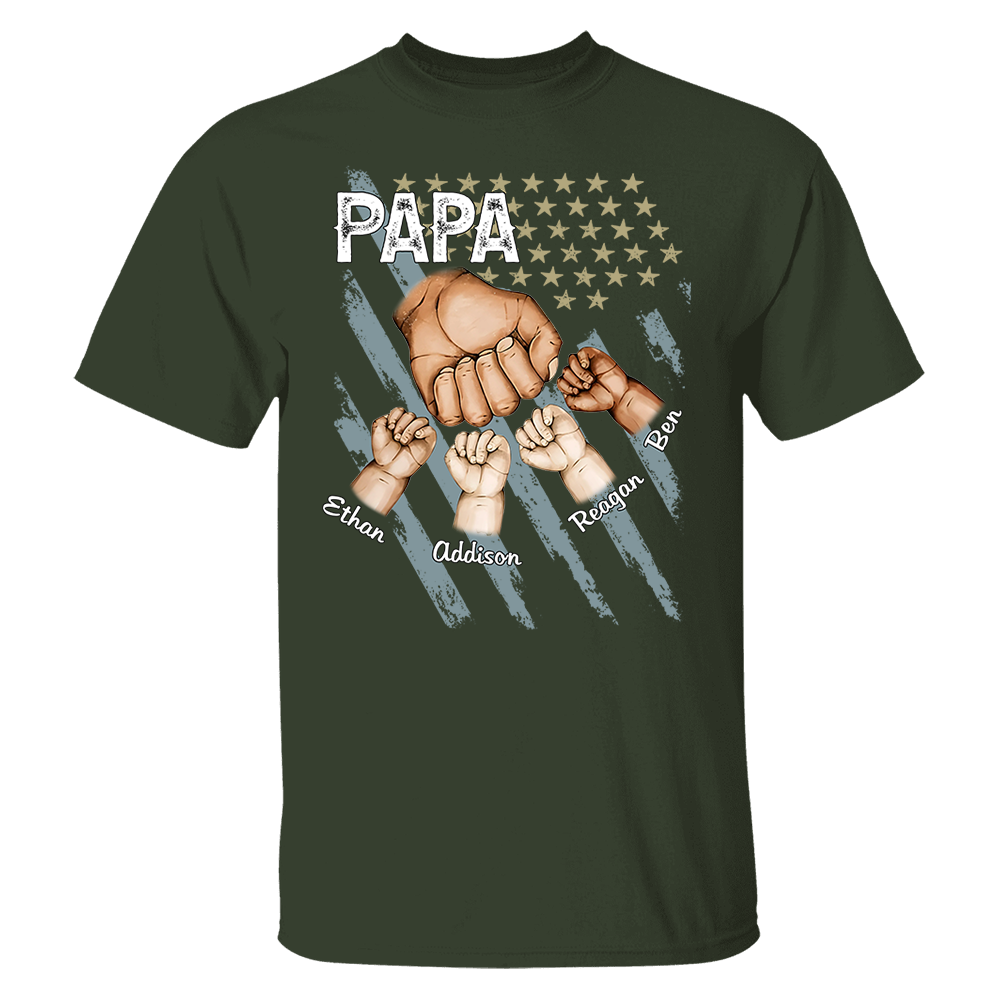 Personalized Dad Fist Bump Shirt, Custom Dad And Kids Names, Father's Day Gift