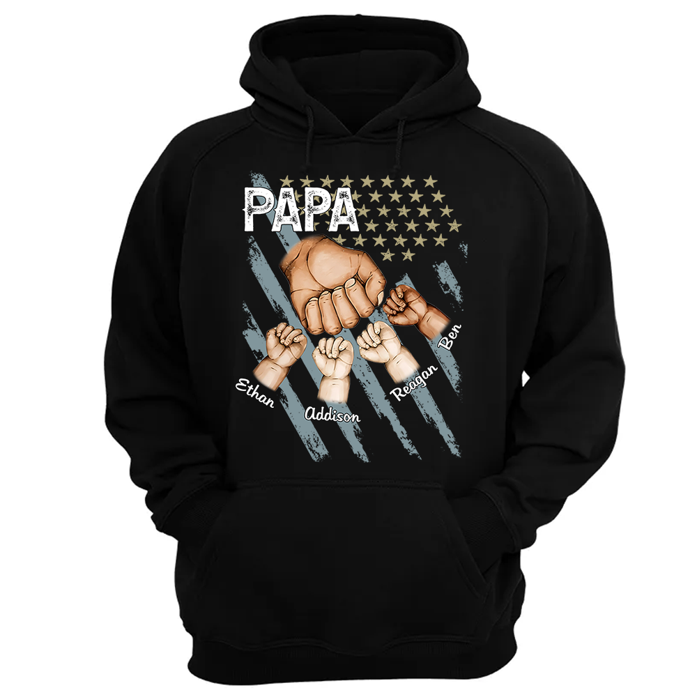 Personalized Dad Fist Bump Shirt, Custom Dad And Kids Names, Father's Day Gift