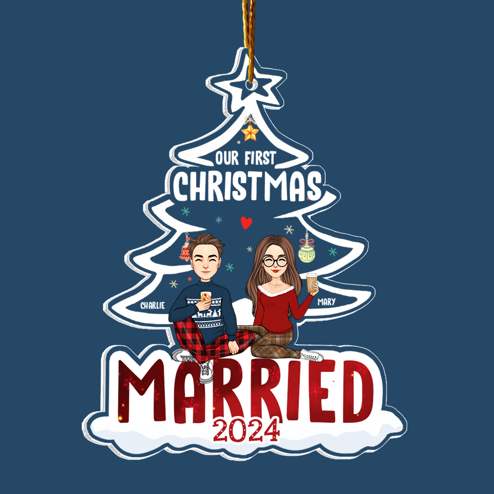 Our First Christmas Married Acrylic Ornament For Couple