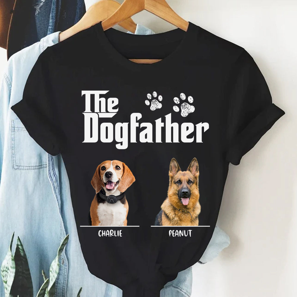 The Dog Father Personalized Custom Photo Dog Dad Shirt Basic Tee