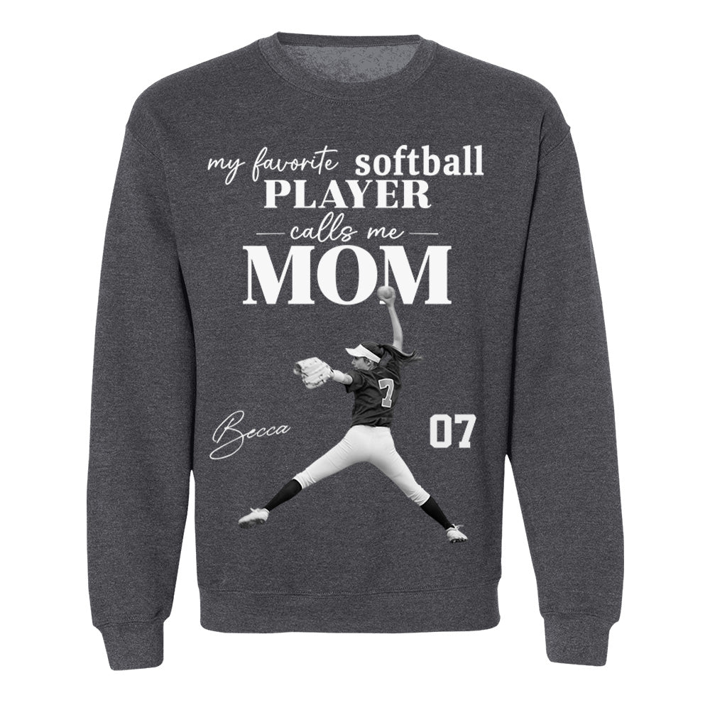 Personalized My Favorite Softball Player Calls me Mom Washed Tee Retro Bootleg Shirt For Softball Players T24