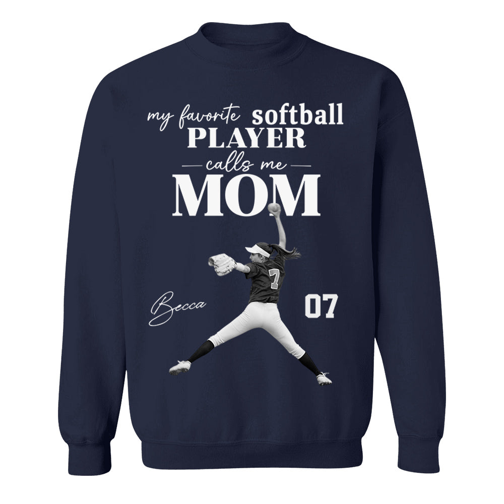 Personalized My Favorite Softball Player Calls me Mom Washed Tee Retro Bootleg Shirt For Softball Players T24