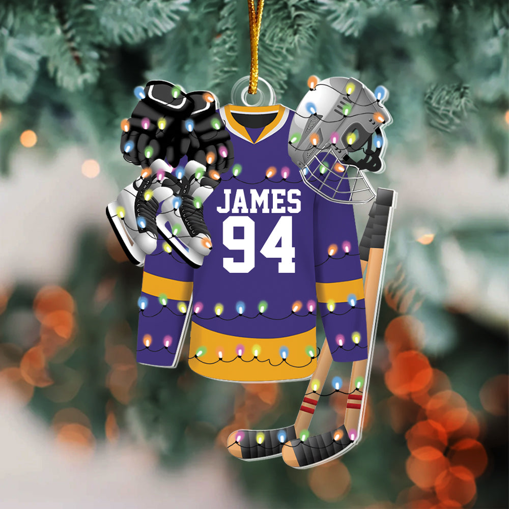 Hockey Apparel and Equipment Personalized Christmas Acrylic Ornament Tu20