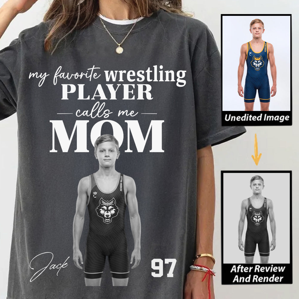 Personalized My Favorite Wrestling Player Calls me Mom Washed Tee Retro Bootleg Shirt For Wrestling Players T24