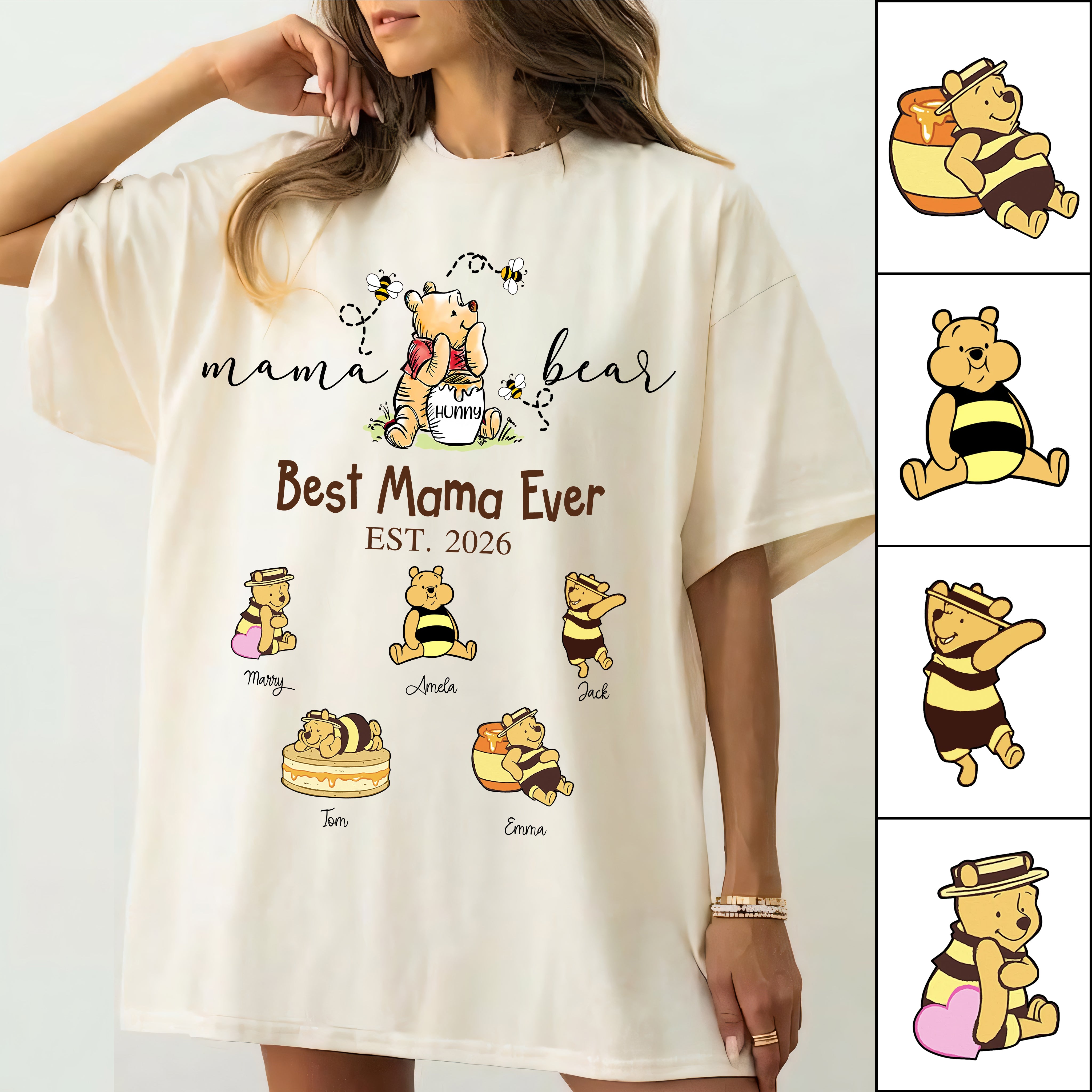 Mama Bear Best Mama Ever, Personalized Mama Bear Grandma Bear Est Shirt Sweatshirt, Gift For Mom Grandma, Gift For Mother's Day MI209