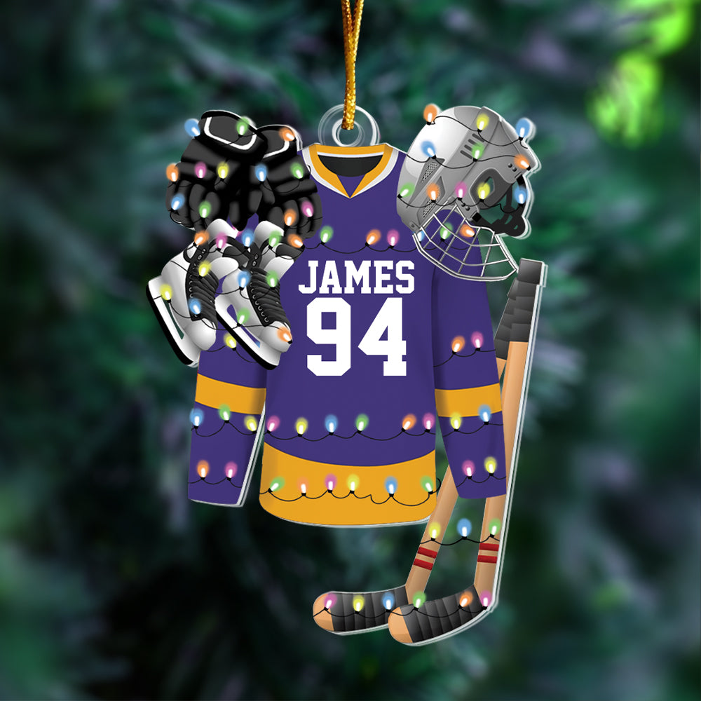 Hockey Apparel and Equipment Personalized Christmas Acrylic Ornament Tu20