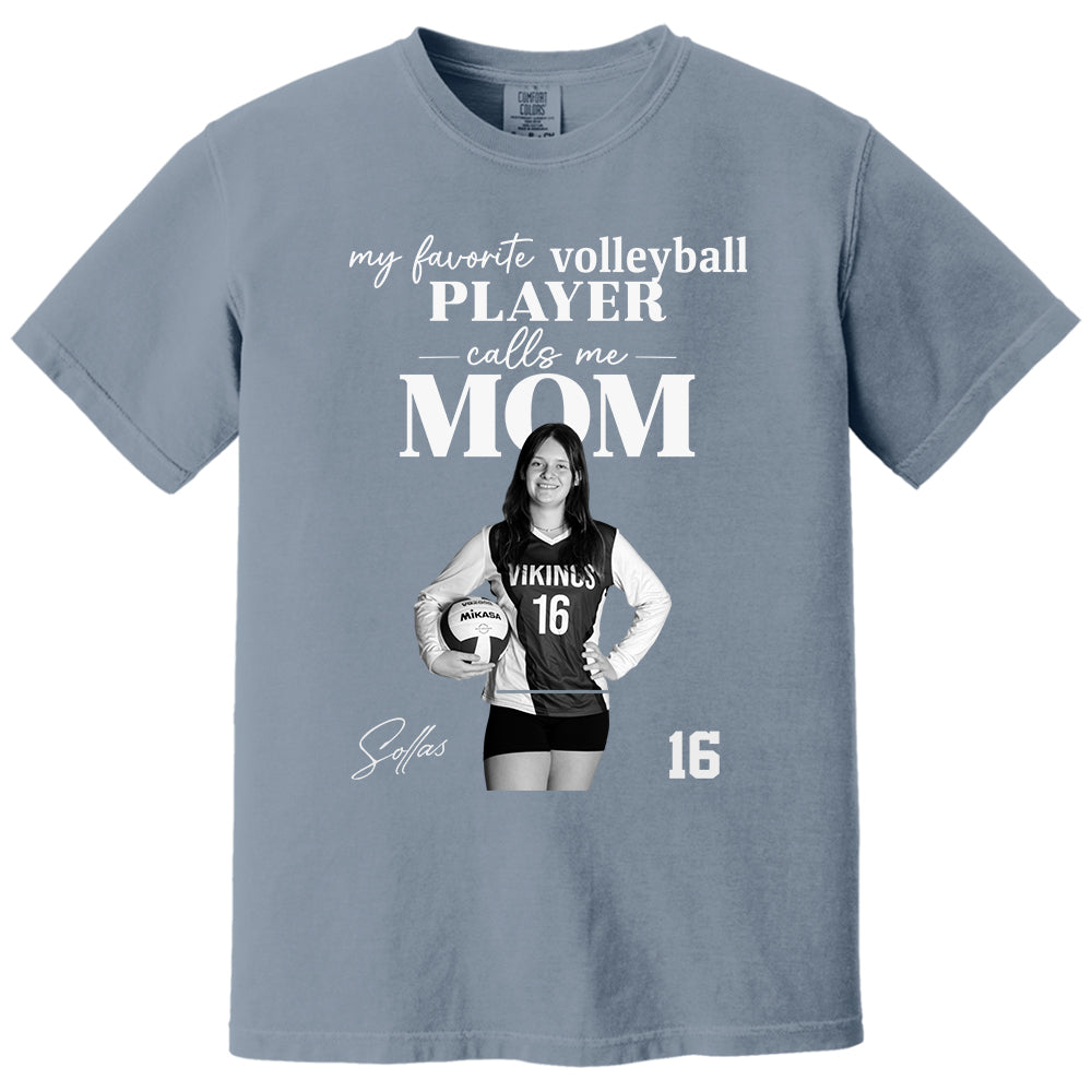 Personalized My Favorite Volleyball Player Calls me Mom Washed Tee Retro Bootleg Shirt For Volleyball Players T24