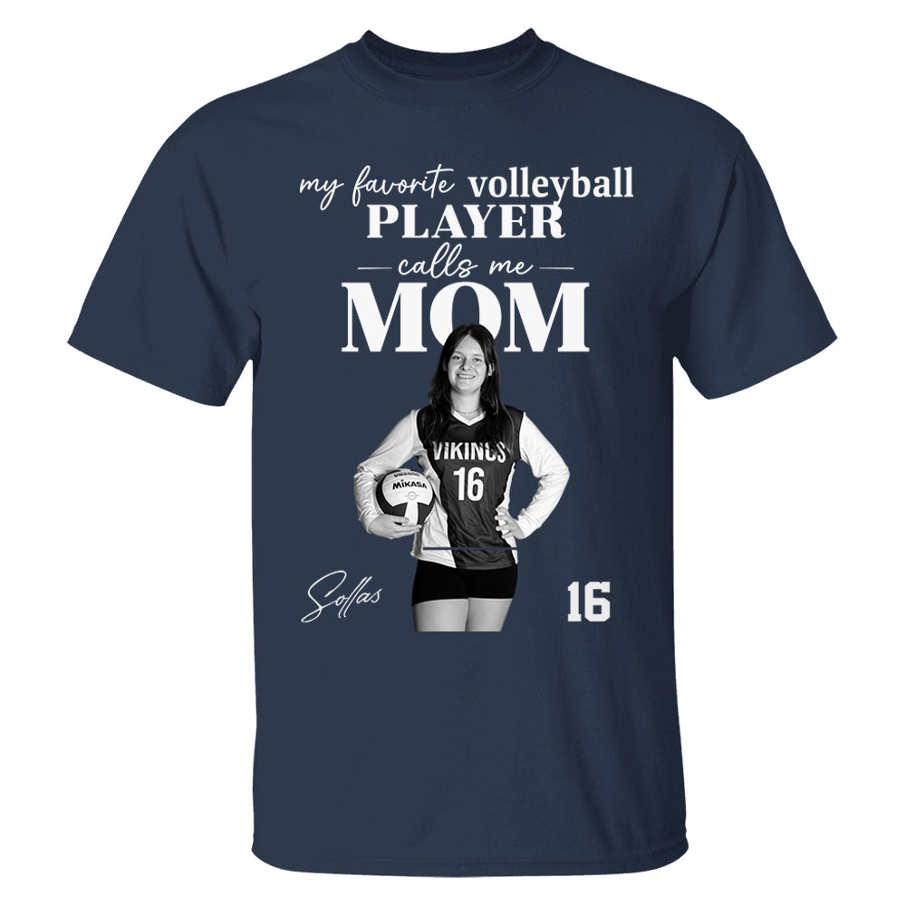 Personalized My Favorite Volleyball Player Calls me Mom Washed Tee Retro Bootleg Shirt For Volleyball Players T24