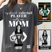 Personalized My Favorite Volleyball Player Calls me Mom Washed Tee Retro Bootleg Shirt For Volleyball Players T24