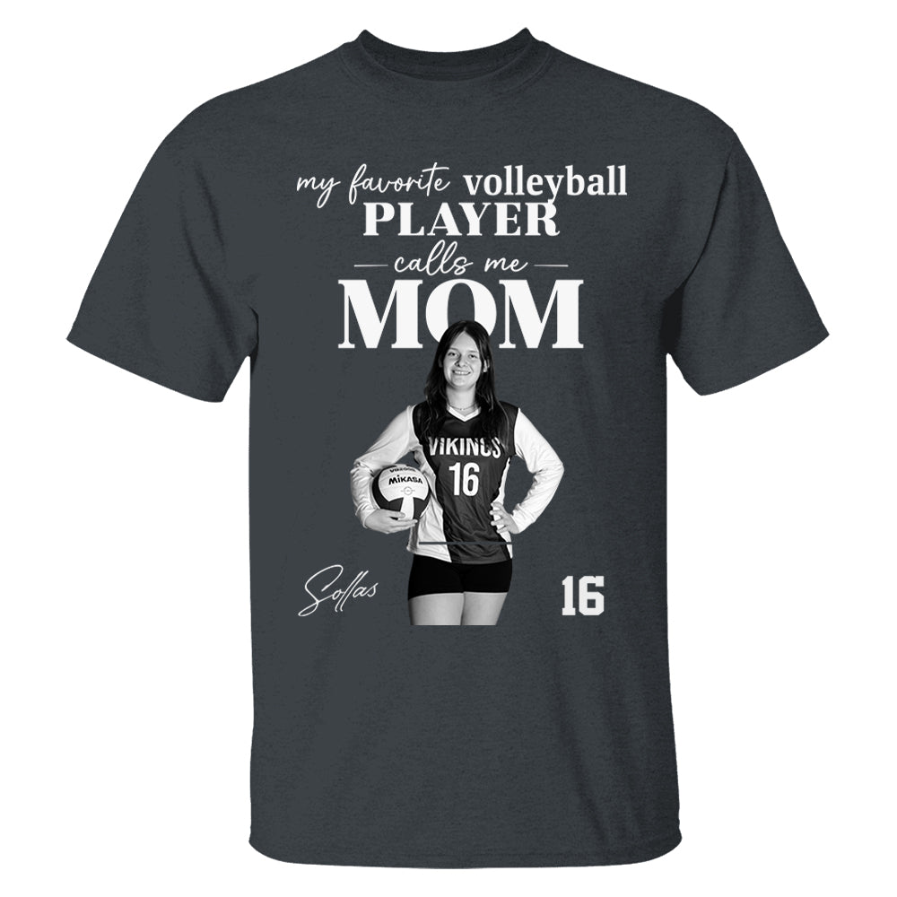 Personalized My Favorite Volleyball Player Calls me Mom Washed Tee Retro Bootleg Shirt For Volleyball Players T24