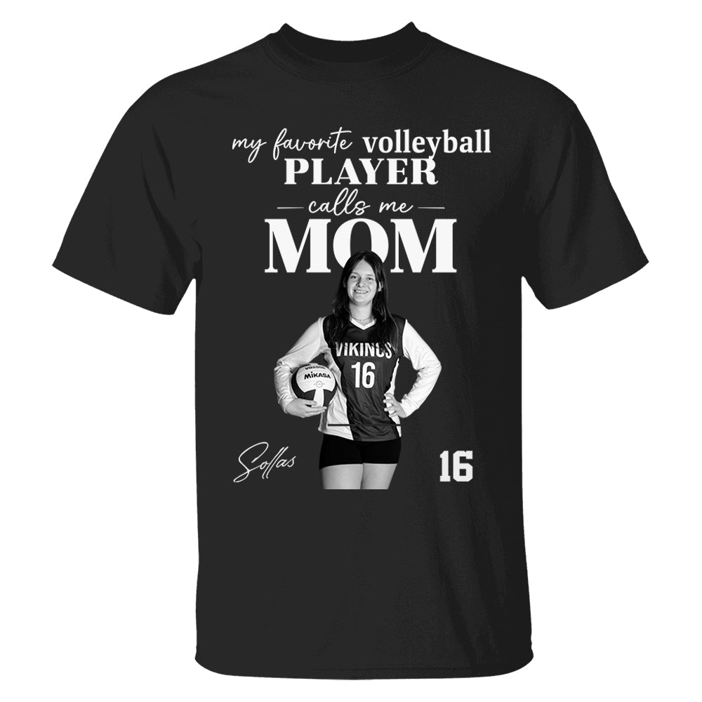 Personalized My Favorite Volleyball Player Calls me Mom Washed Tee Retro Bootleg Shirt For Volleyball Players T24