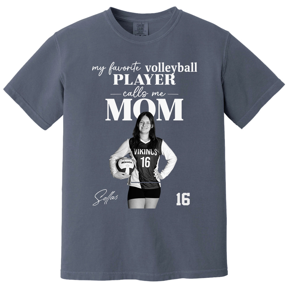 Personalized My Favorite Volleyball Player Calls me Mom Washed Tee Retro Bootleg Shirt For Volleyball Players T24