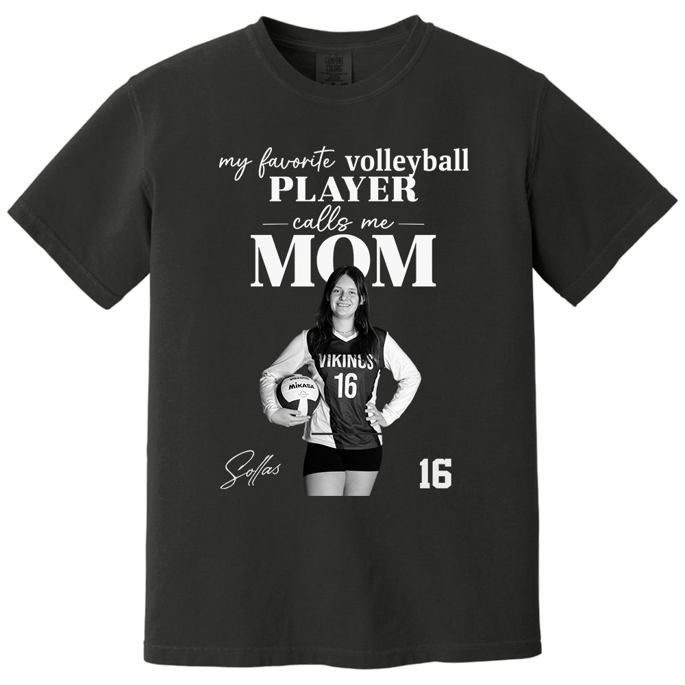 Personalized My Favorite Volleyball Player Calls me Mom Washed Tee Retro Bootleg Shirt For Volleyball Players T24