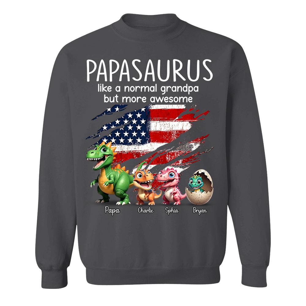 Custom Papasaurus And Kids  Dinosaurs Shirt, Father's Day Gift For Dad Grandpa L0411 Hv01
