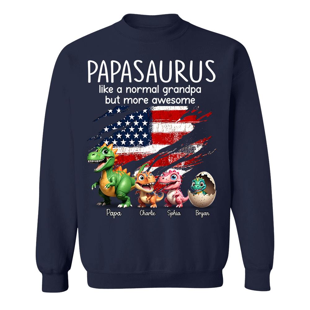 Custom Papasaurus And Kids  Dinosaurs Shirt, Father's Day Gift For Dad Grandpa L0411 Hv01