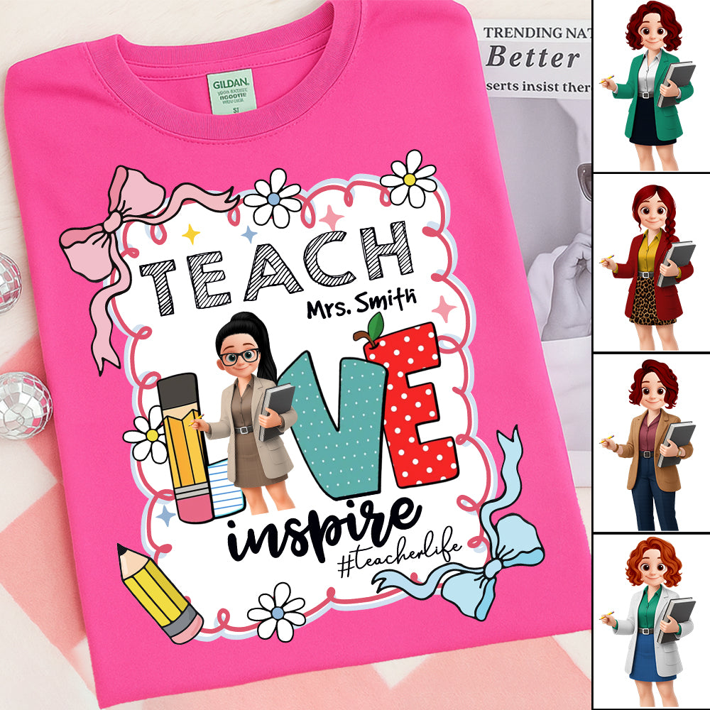 Teach Love Inspire Personalized Shirt For Teachers Vr2 A2110 Nh00