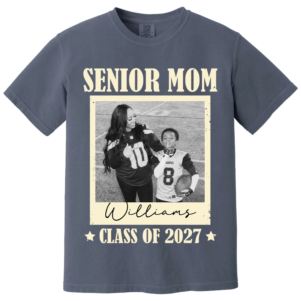 Senior Football Mom - Personalized Shirt For Football Mom Grandma Custom Football Player Photo NA04 T24