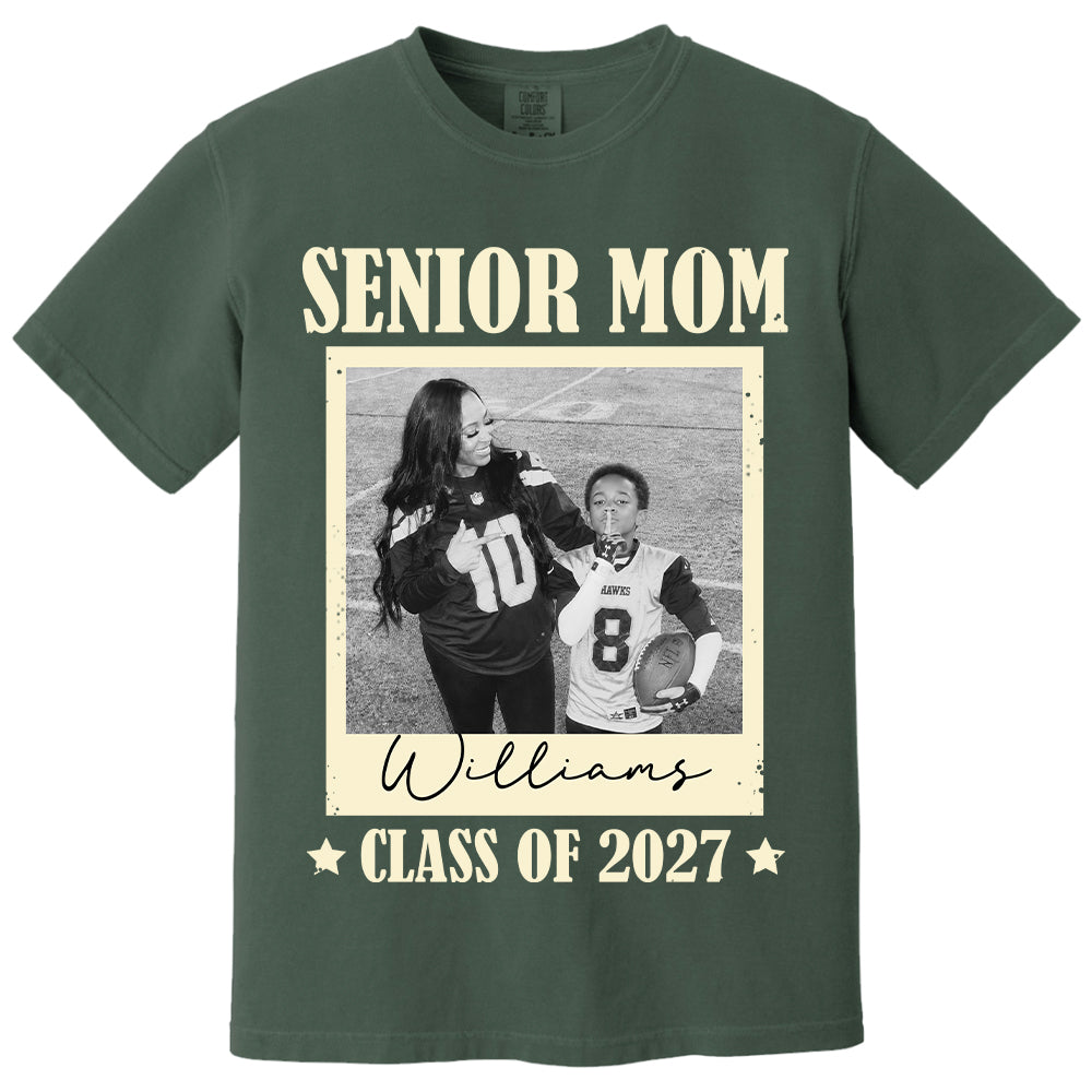 Senior Football Mom - Personalized Shirt For Football Mom Grandma Custom Football Player Photo NA04 T24