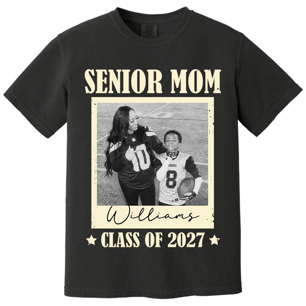 Senior Football Mom - Personalized Shirt For Football Mom Grandma Custom Football Player Photo NA04 T24