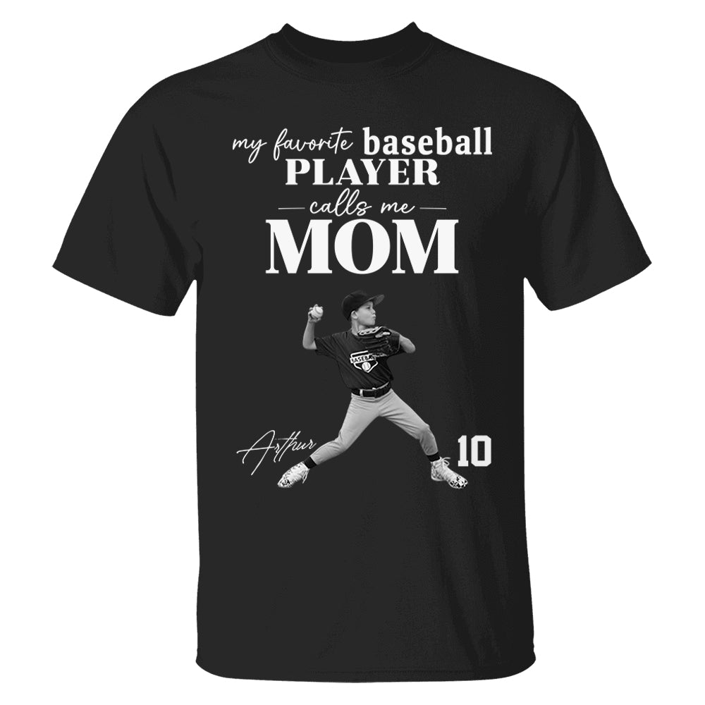 Personalized My Favorite Baseball Player Calls me Mom Washed Tee Retro Bootleg Shirt For Baseball Players T24