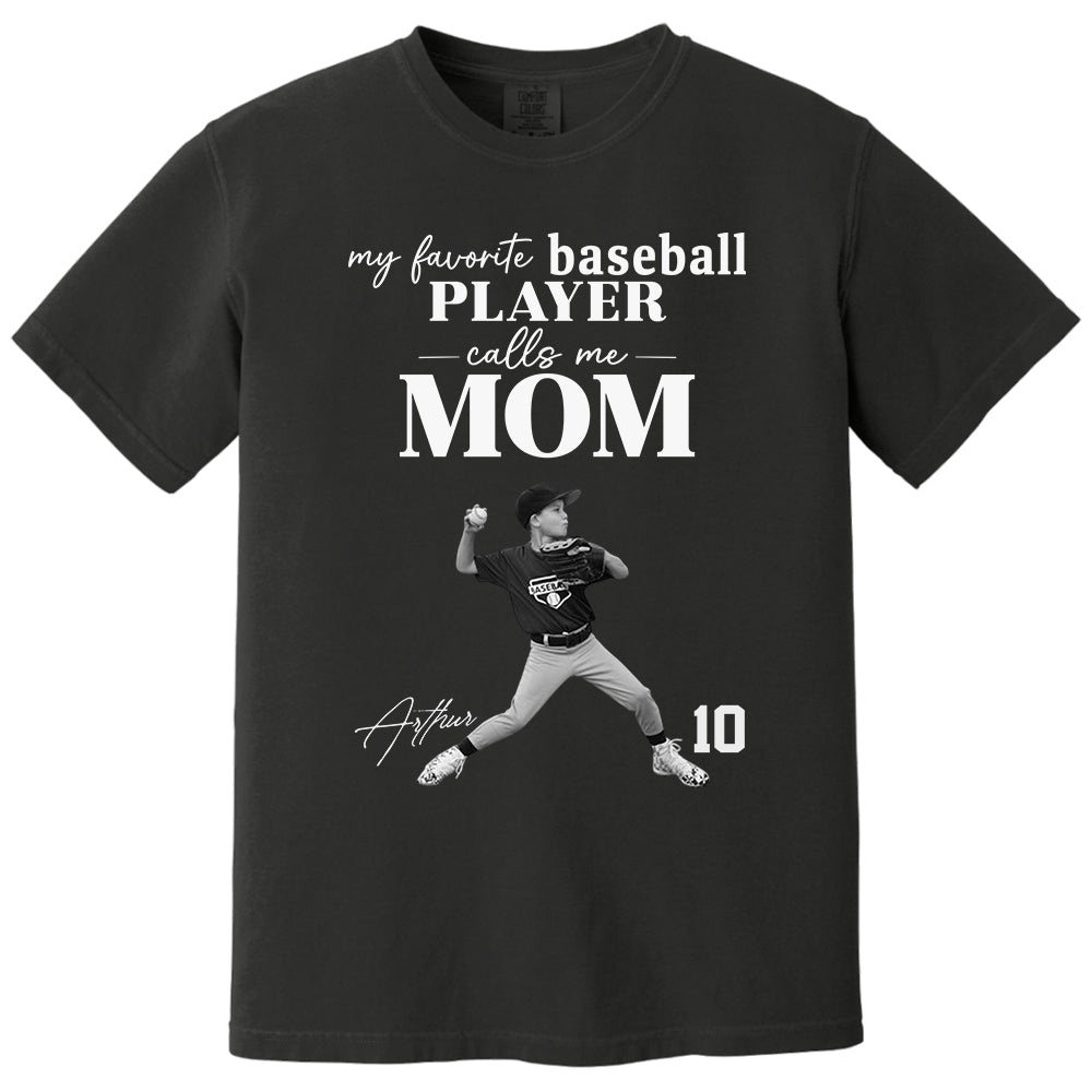 Personalized My Favorite Baseball Player Calls me Mom Washed Tee Retro Bootleg Shirt For Baseball Players T24