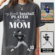 Personalized My Favorite Baseball Player Calls me Mom Washed Tee Retro Bootleg Shirt For Baseball Players T24