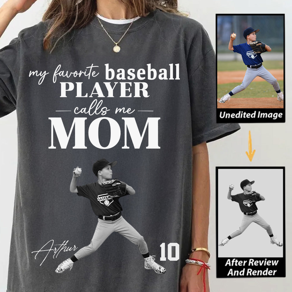 Personalized My Favorite Baseball Player Calls me Mom Washed Tee Retro Bootleg Shirt For Baseball Players T24