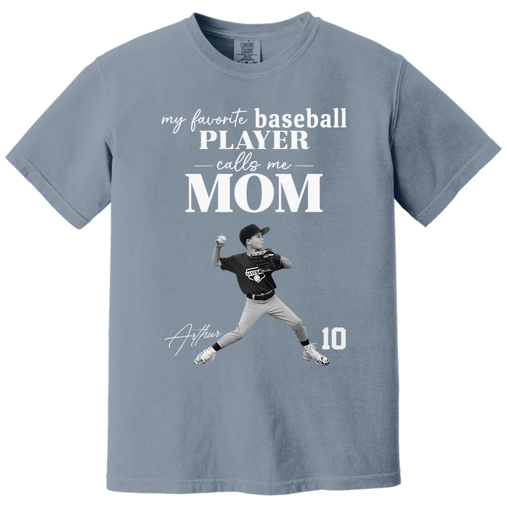 Personalized My Favorite Baseball Player Calls me Mom Washed Tee Retro Bootleg Shirt For Baseball Players T24