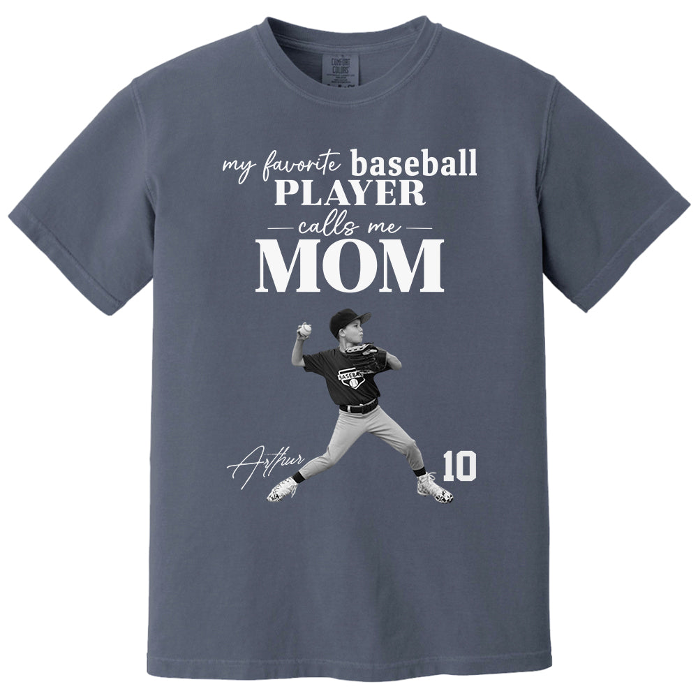 Personalized My Favorite Baseball Player Calls me Mom Washed Tee Retro Bootleg Shirt For Baseball Players T24