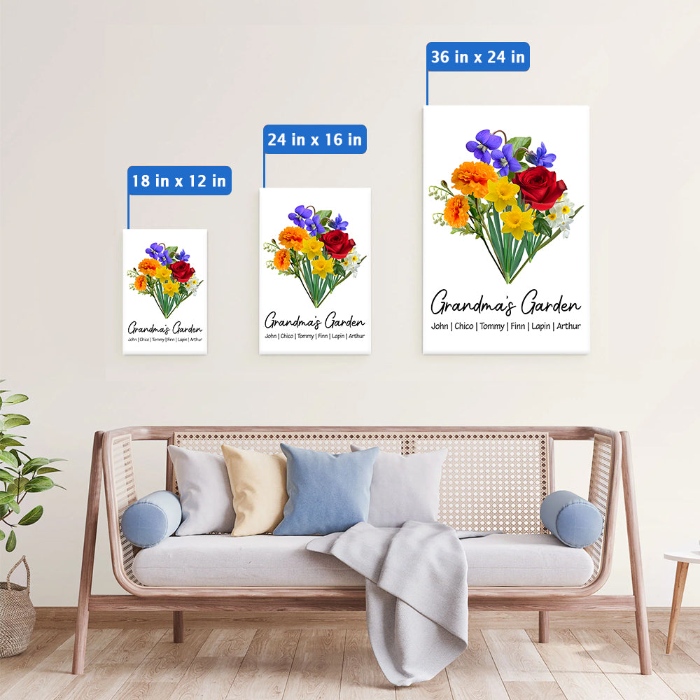 Mother's Day - Custom Birth Flower Family Bouquet Canvas