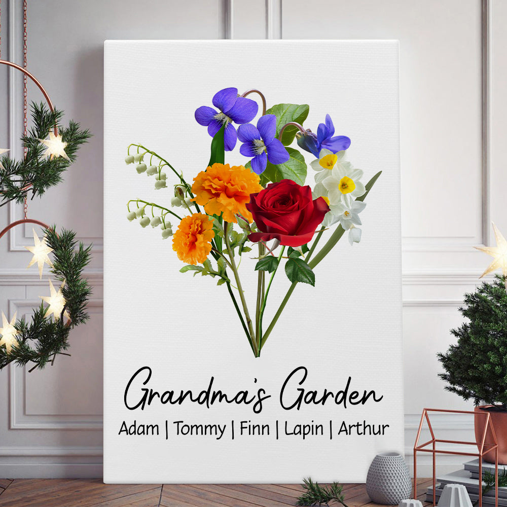 Mother's Day - Custom Birth Flower Family Bouquet Canvas